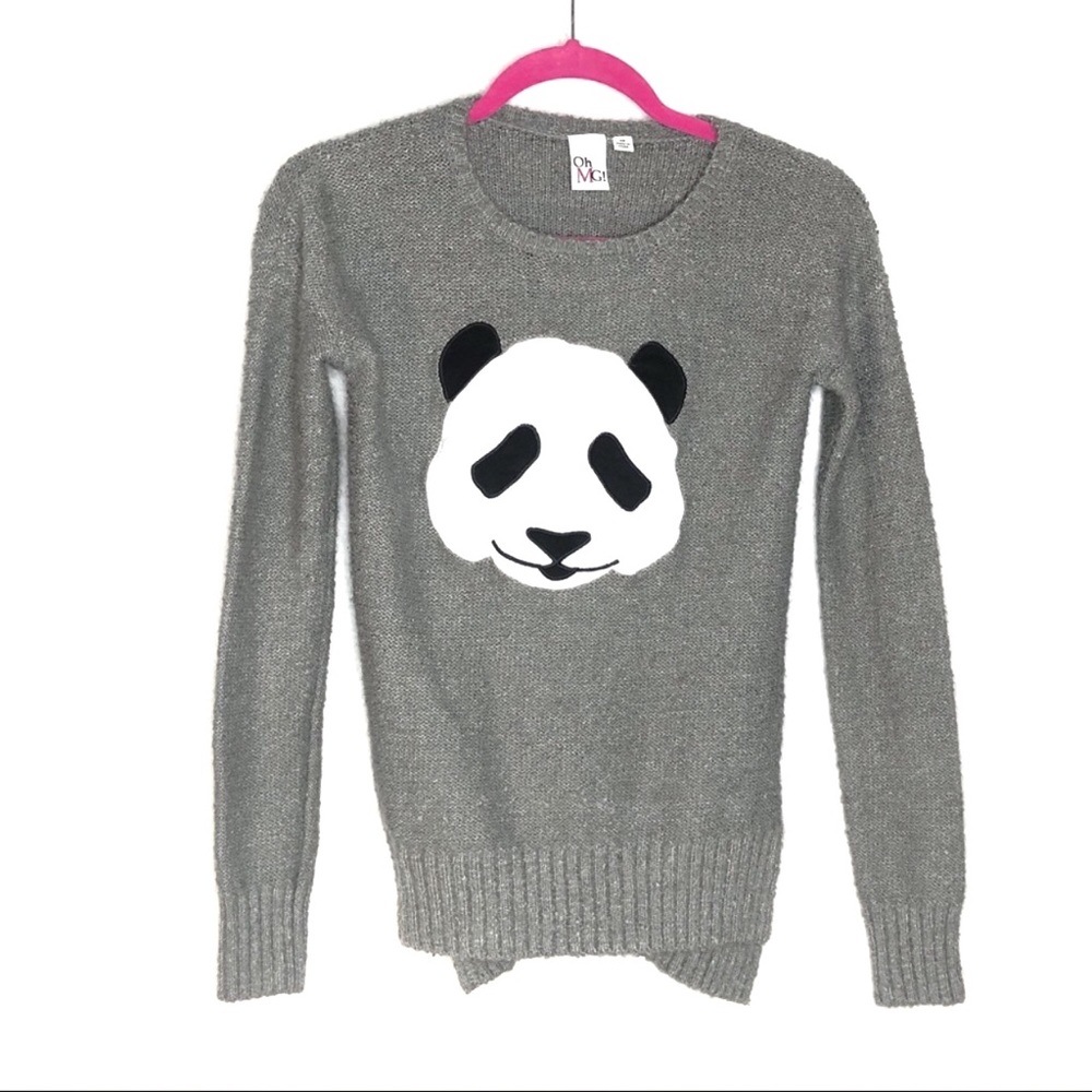 OhMG grey sweater with panda patch - XS